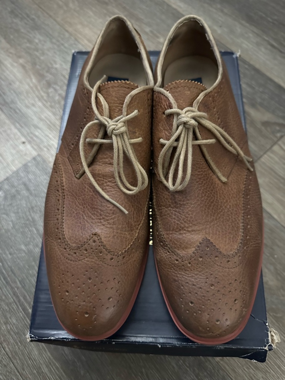 Polo by Ralph Lauren Brown Leather Wingtip Oxfords with Tan Laces